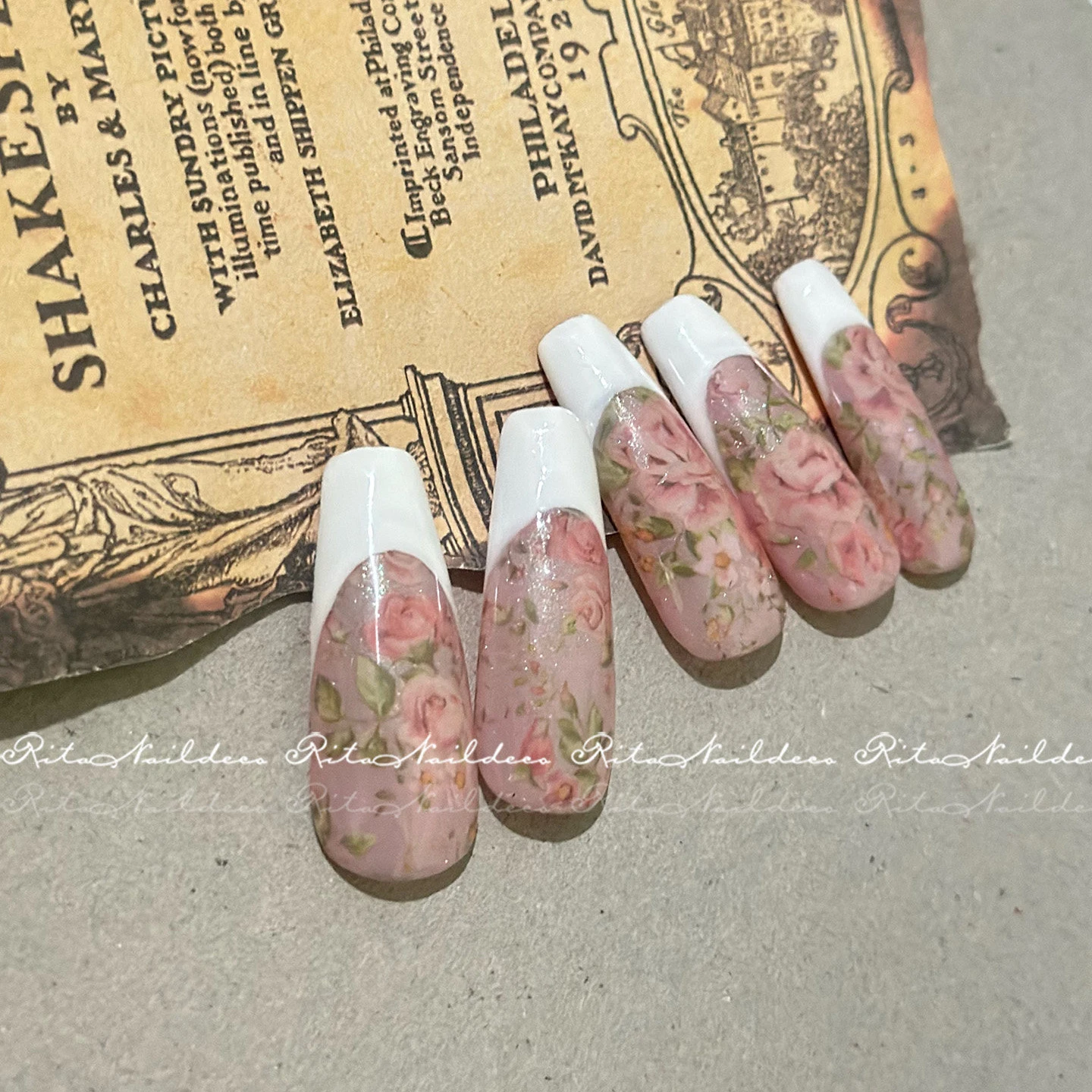 10 Rollen/Box Rosenblüten-Nagelfolien Multiflora Transferpapier Aufkleber Nagelkunst-Sticker Blumenmuster DIY Maniküre Nageldekoration – Detail 10