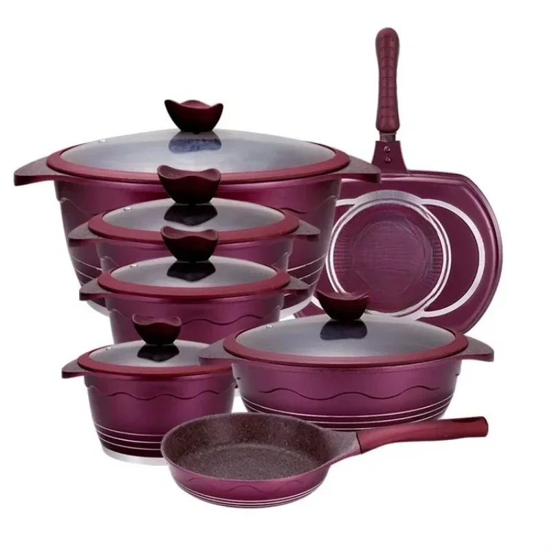 10-Piece Non-Stick Soup Pot Set Granite Bottom Sustainable Maifanshi Friendly Die-Cast Kitchen Metal