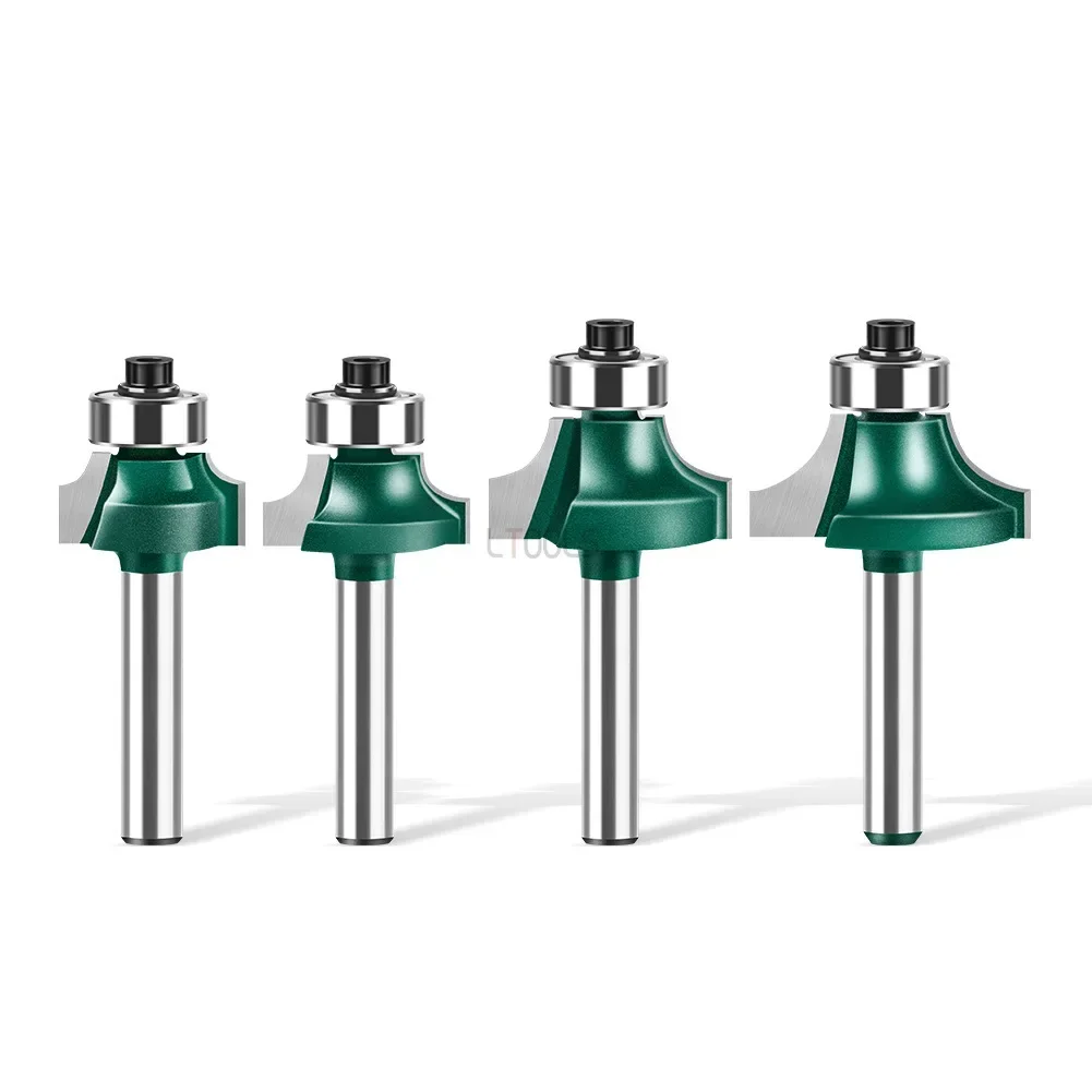 4 ชิ้น 6 มิลลิเมตรหรือ 1/4 "Shank ที่มีคุณภาพสูงขนาดเล็กมุม Round Router Bit สําหรับไม้ขอบงานไม้ Mill คลาสสิกเครื่องตัดบิตสําหรับไม้