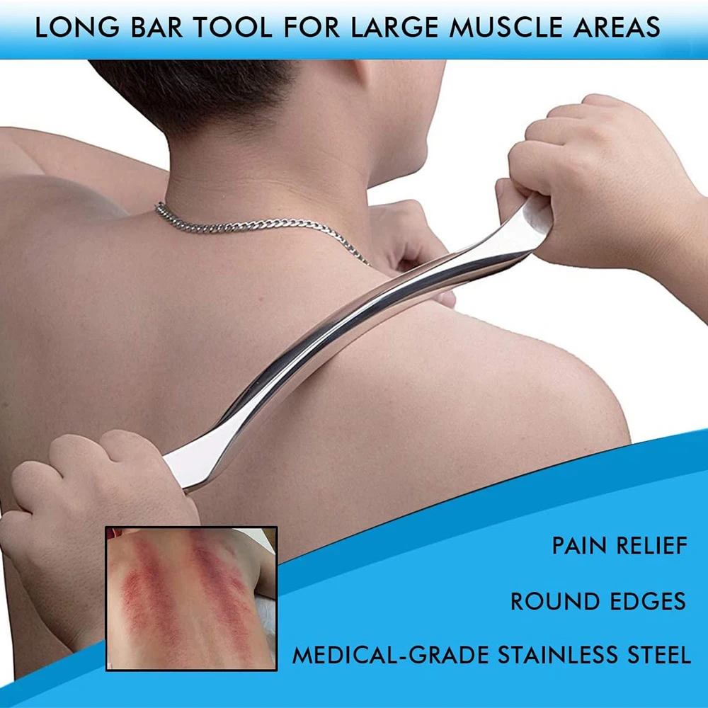 1Pcs Sport Stainless Steel Long Gua Sha Tool, Soft Tissue Therapy Mobilization, Help Reduce Arms, Back, Legs, Neck Muscle Pain