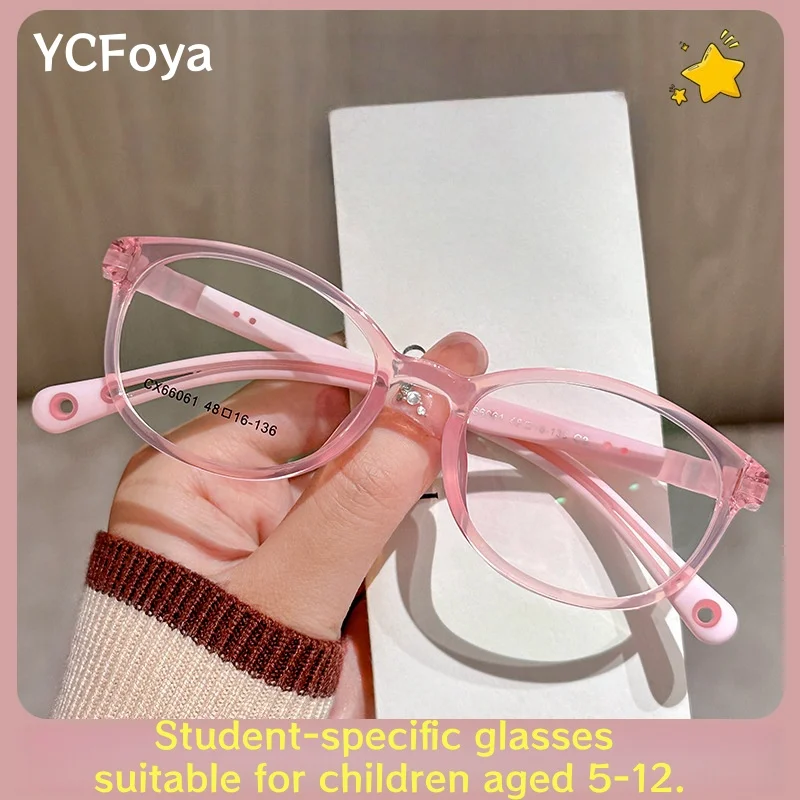 

YCFoya Classic round Flexible Children's Glasses Frame TR90 Optical Prescription Glasses for Myopia Boys and Girls 66061