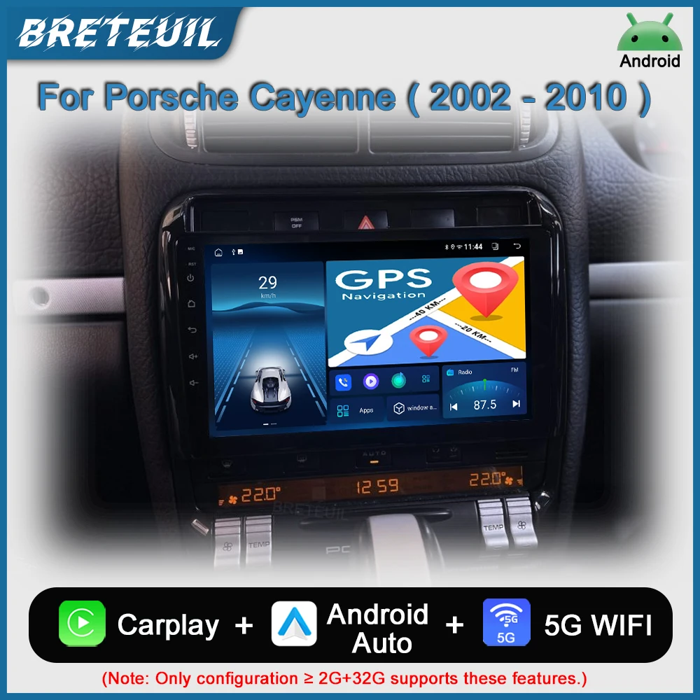 Para Porsche Cayenne 2002 2003 2004 2005 2006 2007 2008 2009 2010 Radio para coche Reproductor multimedia de vídeo Android Navegación GPS Carplay Pantalla táctil Auto Estéreo Sistema inteligente