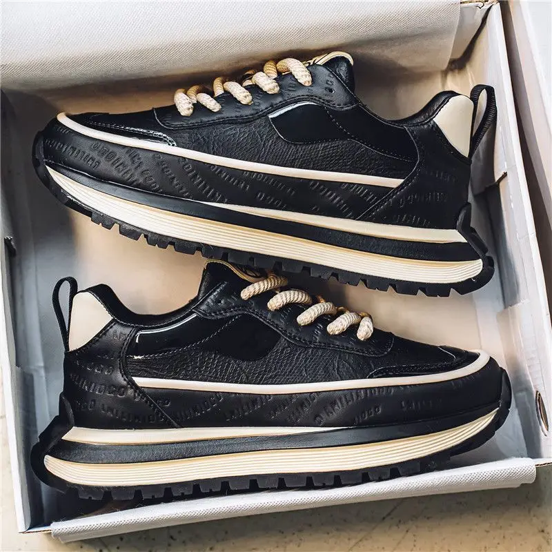 Men's Shoes 2026 Autumn New Breathable Low Top Dad Sneakers Casual Sport Thick Sole Height Increasing Versatile Trend