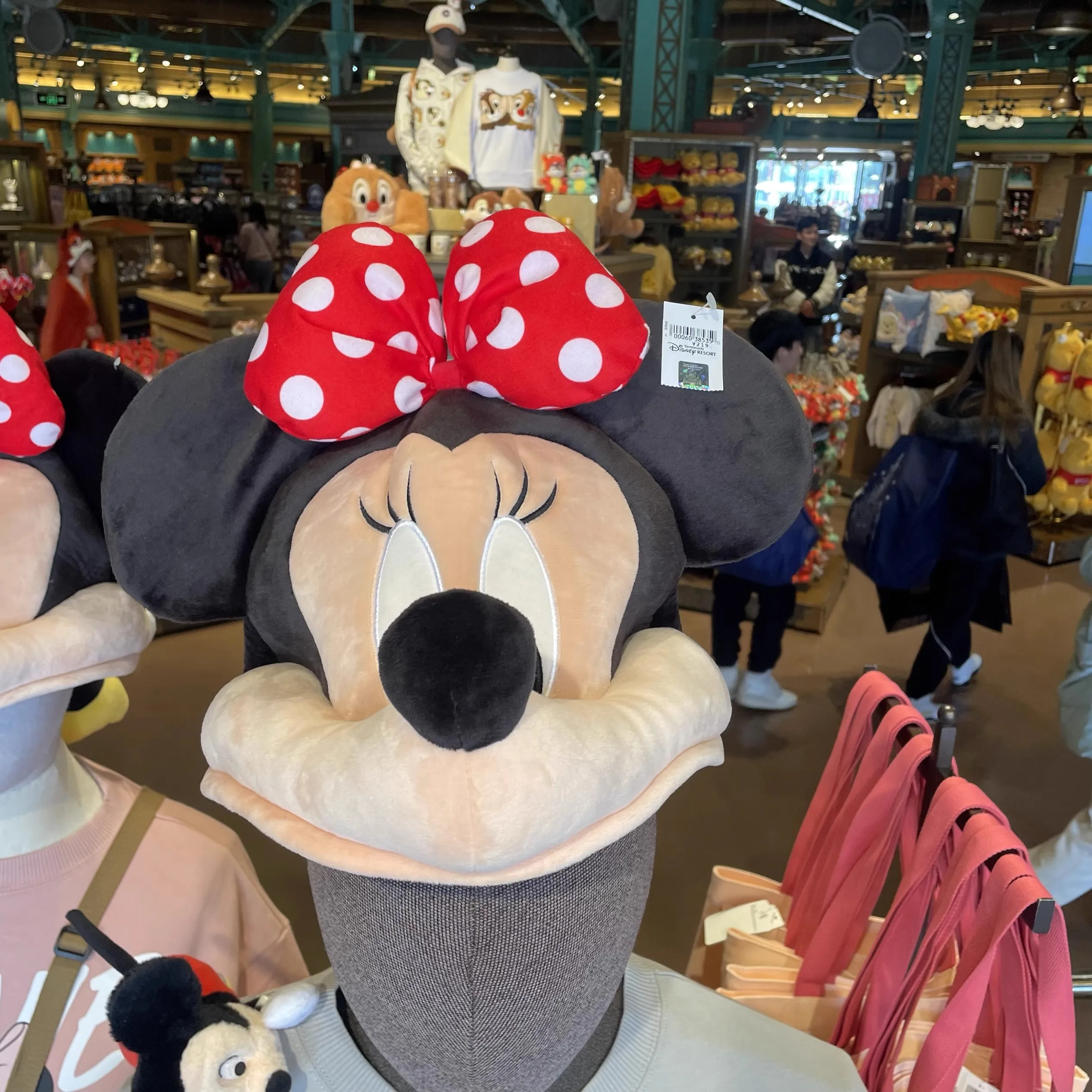 Shanghai Disney Mickey and Minnie Large Head Plush Hat, Halloween Funny Couple Hat