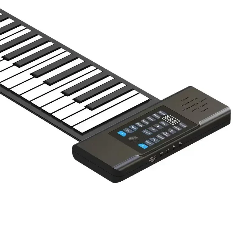 88 Keys Electronic Piano MIDI &USB Charge Portable ABS Soft Silicone Flexible Keyboard Digital Roll Up Piano with Horn and Pedal