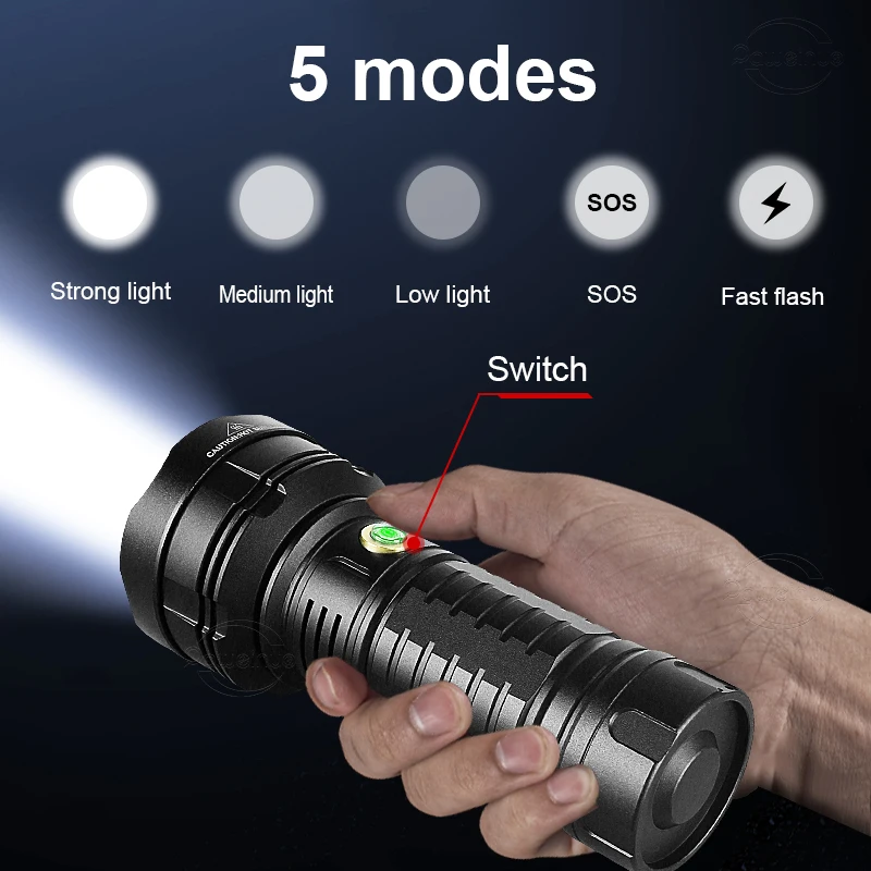 Super Powerful 30W LED Flashlight Tactical Torch USB Rechargeable Waterproof Lamp Ultra Bright Lantern Camping Work Flash Light