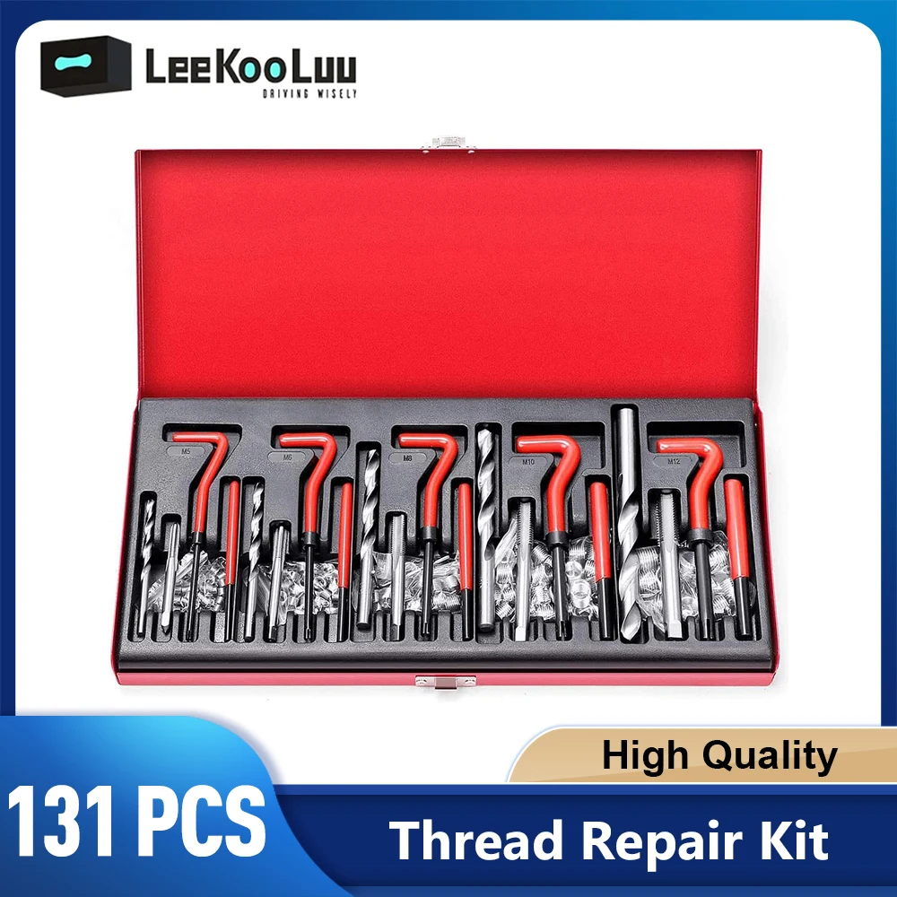 Camecho 131 Pz Strumento di Riparazione Filettatura M5 M6 M8 M10 M12 Kit di Installazione Inserto per Trapano a Bobina Blocco Motore Ripristino Set Danneggiato