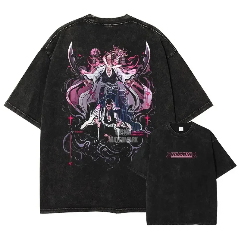 Customization Shirt Japan Classic Hot-blooded Anime Bleach Aizen Sousuke Graphic Tee Men Women Oversized Washed Vintage T-Shirt view 4