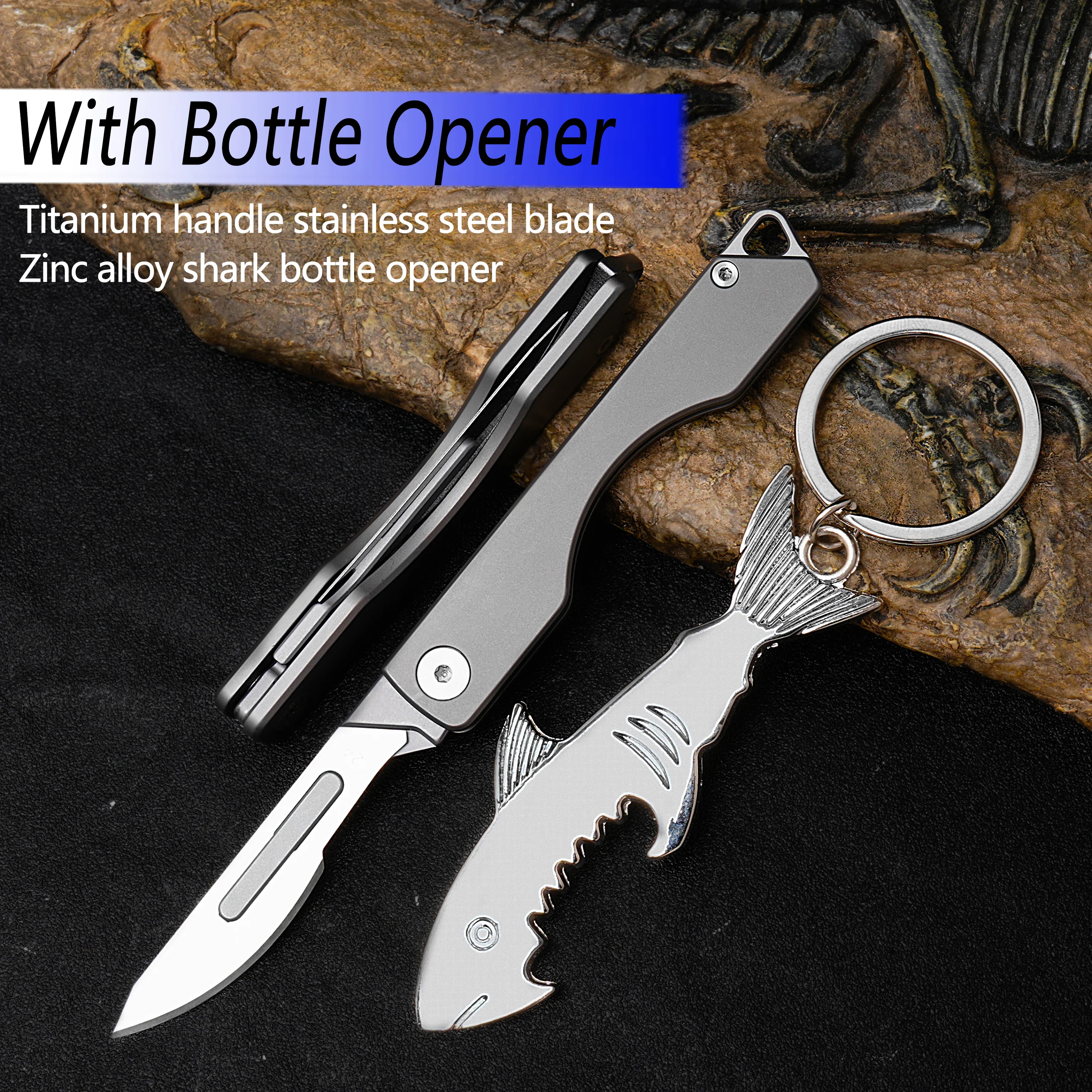 

Titanium Alloy Folding Knife Scalpel Stainless Steel Blade Scalpel Deliver With Keychain Bottle Opener Outdoor EDC Tool