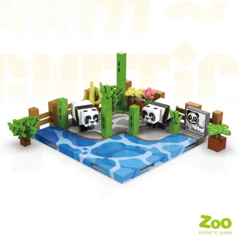 Mundo magnético série zoológico bloco de construção meninos e meninas crianças quebra-cabeça brinquedos magnéticos