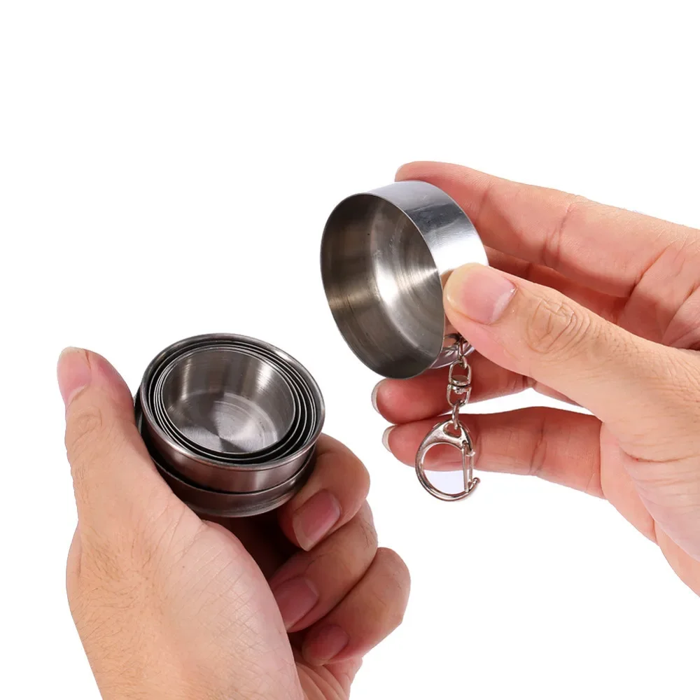 UPORS 75/150ml Hip Flask Cup Foldable Stainless Steel Wine Cups Russia Mini Whiskey Alcohol Hip Flask Outdoor Shot Flask 1pcs