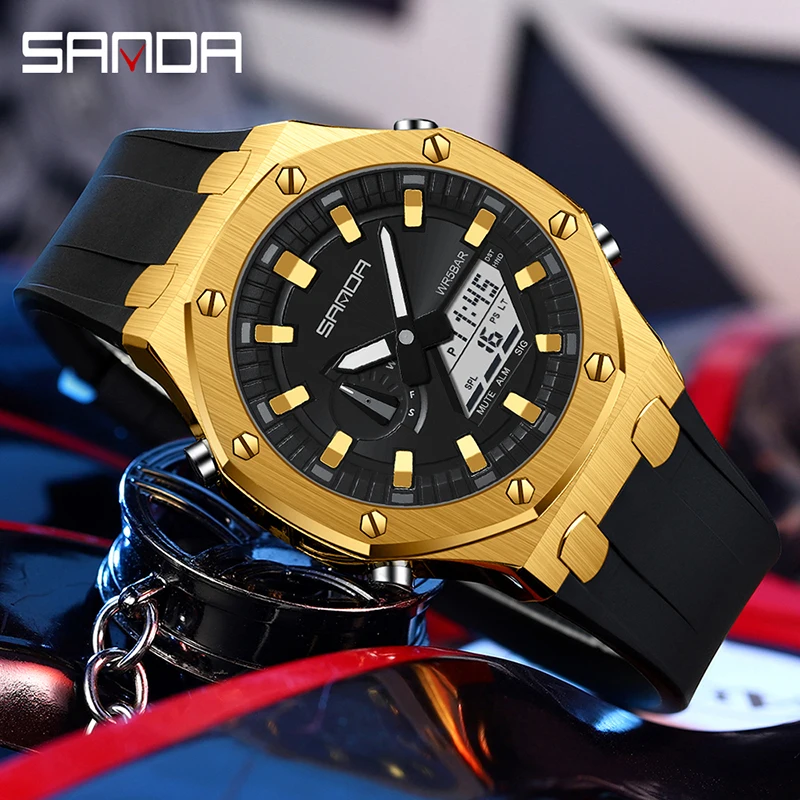 

SANDA 3309 Style Men Digital Watch Shock Military Sports Watches Waterproof Electronic Wristwatches Male Clock Relogio Masculino