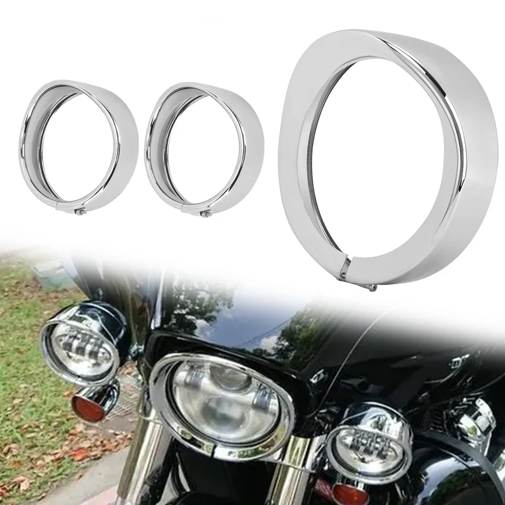 

Motorcycle LED 7" Headlight Trim Visor Ring 4.5" HeadLamp Fog Light For Harley Touring Road King Electra Glide Softail FLD/FLH