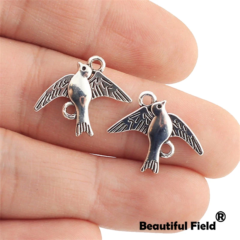 25pcs 16X21mm Antique Tibetan Silver Bronze Charms Bracelet Necklace Pendant New Fashion Birds A124