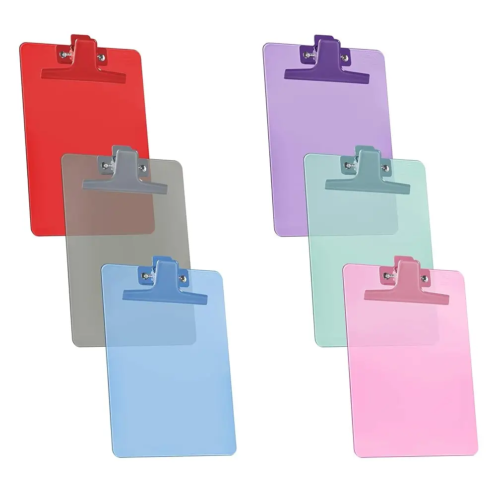 

Free Shipping-Clipboard Memo Size A5 (9 1/4\ x 6 1/3\) Premium Metal Clip (Plastic) (Assorted Color) (6 Pack)