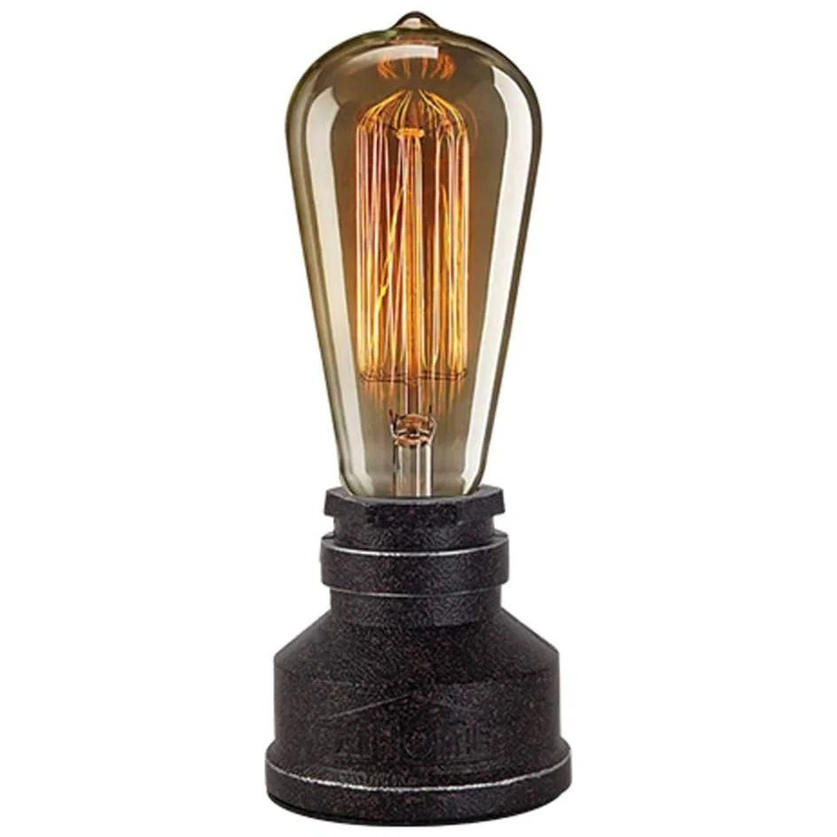 

Винтажная настольная лампа в американском деревенском стиле, из железа и стали, с основанием из водопроводных труб, в стиле рустик, лофт, индастриал, ретро, с цоколем E26