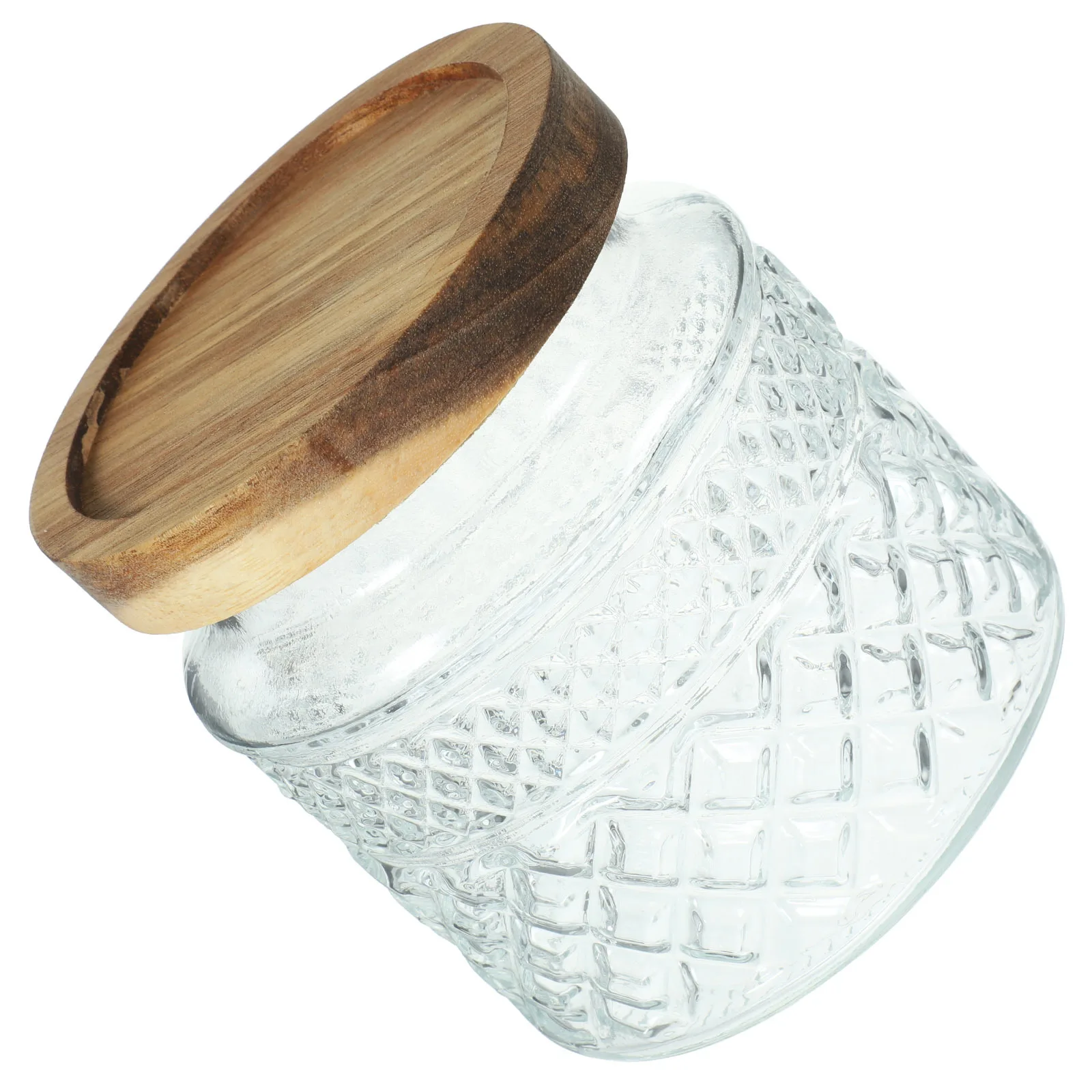 

Glass Tea Container Large Clear Canister with Wood Lid Airtight Storage Jar for Cereal Candy Dry Fruit Kitchen Pantry