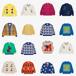 Pre-sale  2024 AW Winter Clothes BC Brand Kids Tops Keep Warm Unisex Jumper Cartoon Cherry Print Knit Sweaters and Cardigans