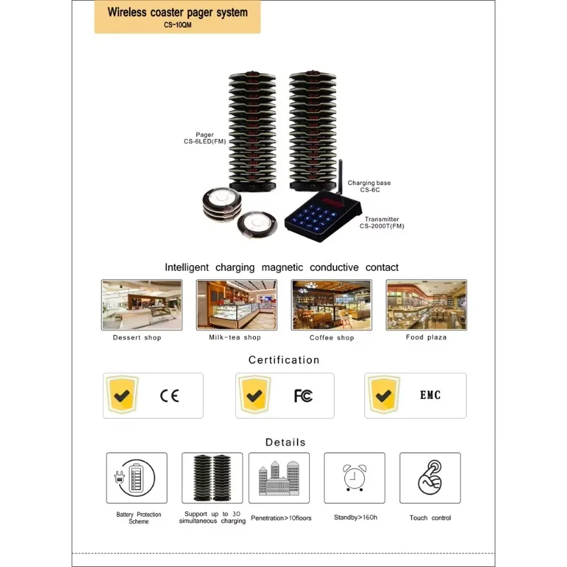 Sistema di Gestione Code per Hotel con Chiamata Wireless, Pager per Ospiti, Sistema di Chiamata per Ordini in Ristorante