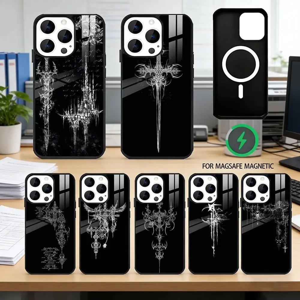 

Cyber S-Sigil C-Cross Phone Case For iPhone17,16,15,14,13,12,11 Plus,Pro Magnetic with Magsafe Wireless Charging