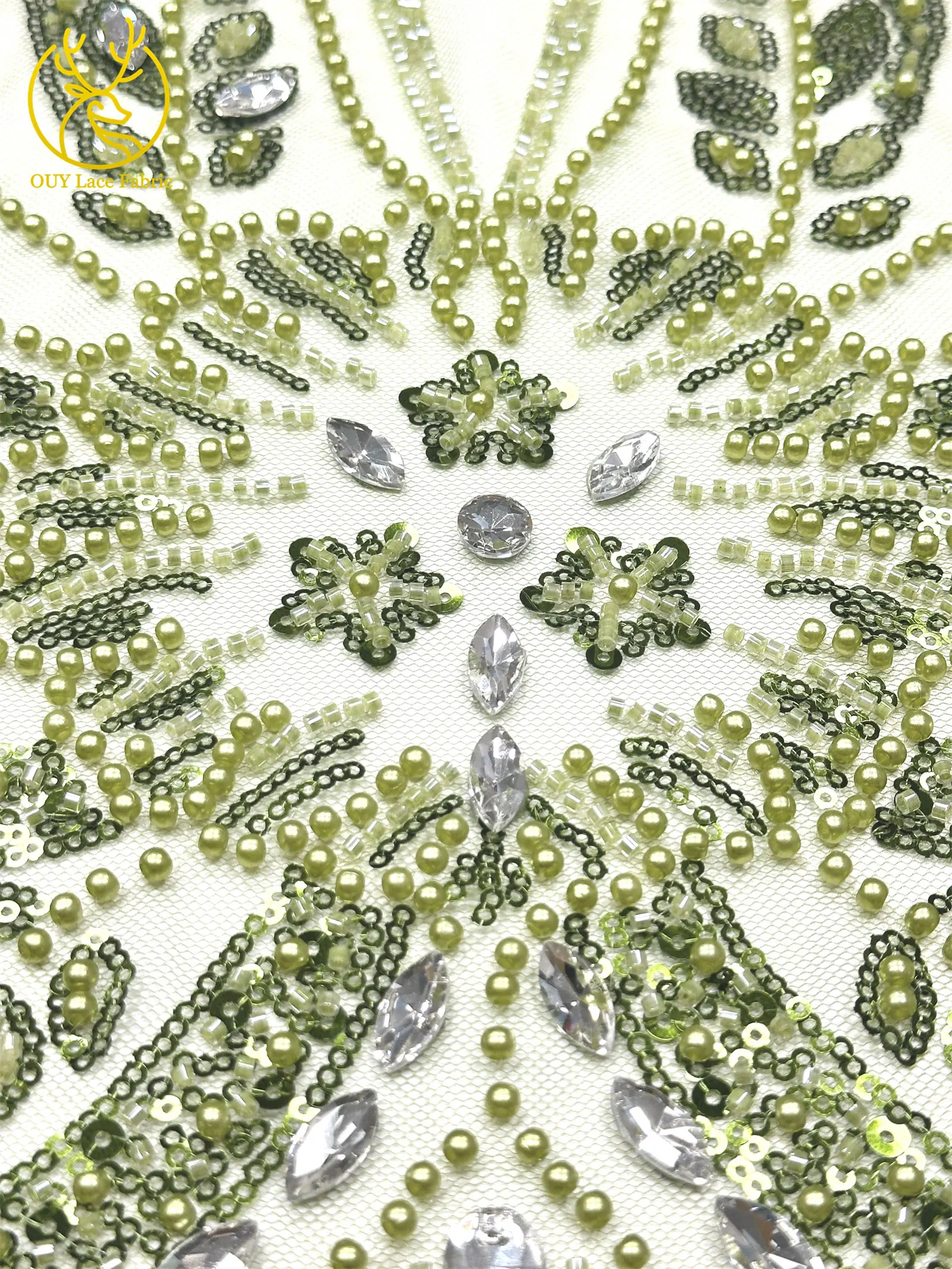 2026 Neues Design Afrikanischer Perlen-Diamant-Spitzenstoff Französischer Nigerianischer Pailletten-Tüll für Damen Partykleid Dekoration Nähen – Detail 8