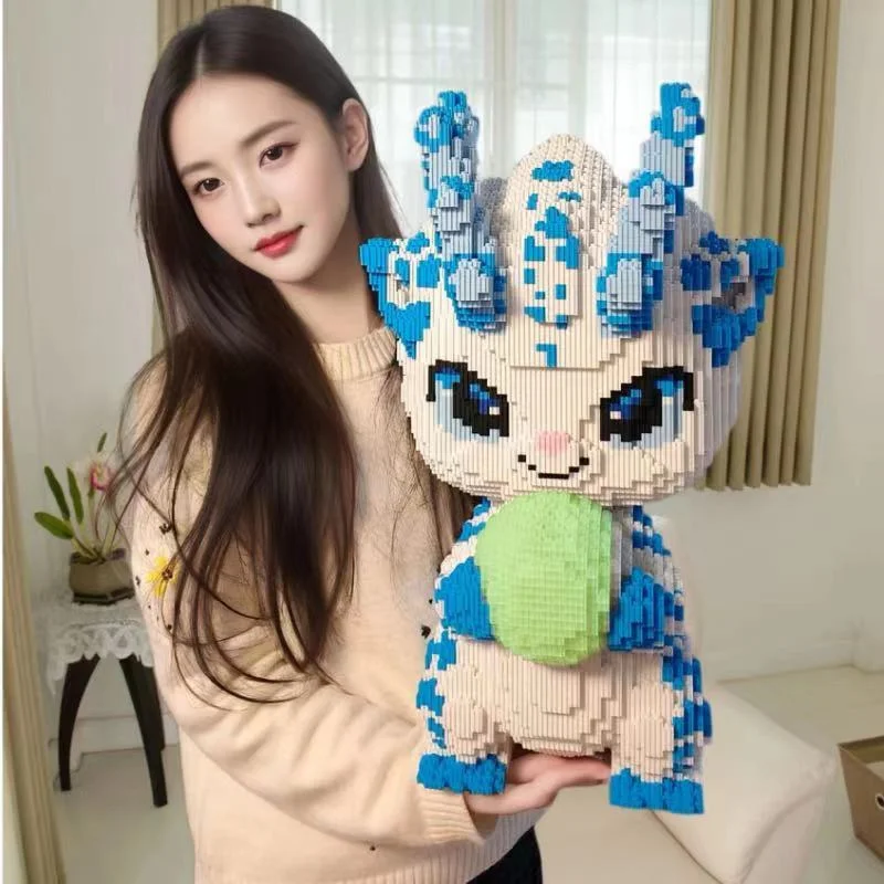 Kawaii Glowing Pearl Dragon Micro Particle Building Blocks Set Chinese Style Mythical Creature DIY Assembly Toy Desk Decor Gift