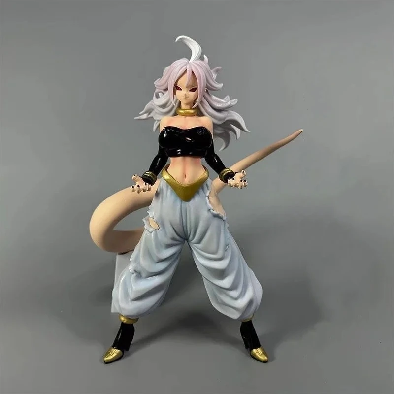 28cm Dragon Ball Android # 21 posição permanente anime figura modelo estátua fãs coleção decoração de mesa ornamento brinquedo presente