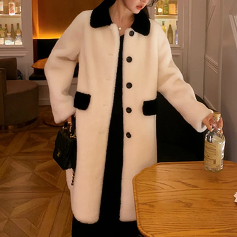 

2024 Haining Fur Winter New Lamb Fur and Wool Integrated Elite Sheep Shearing Real Wool Coat