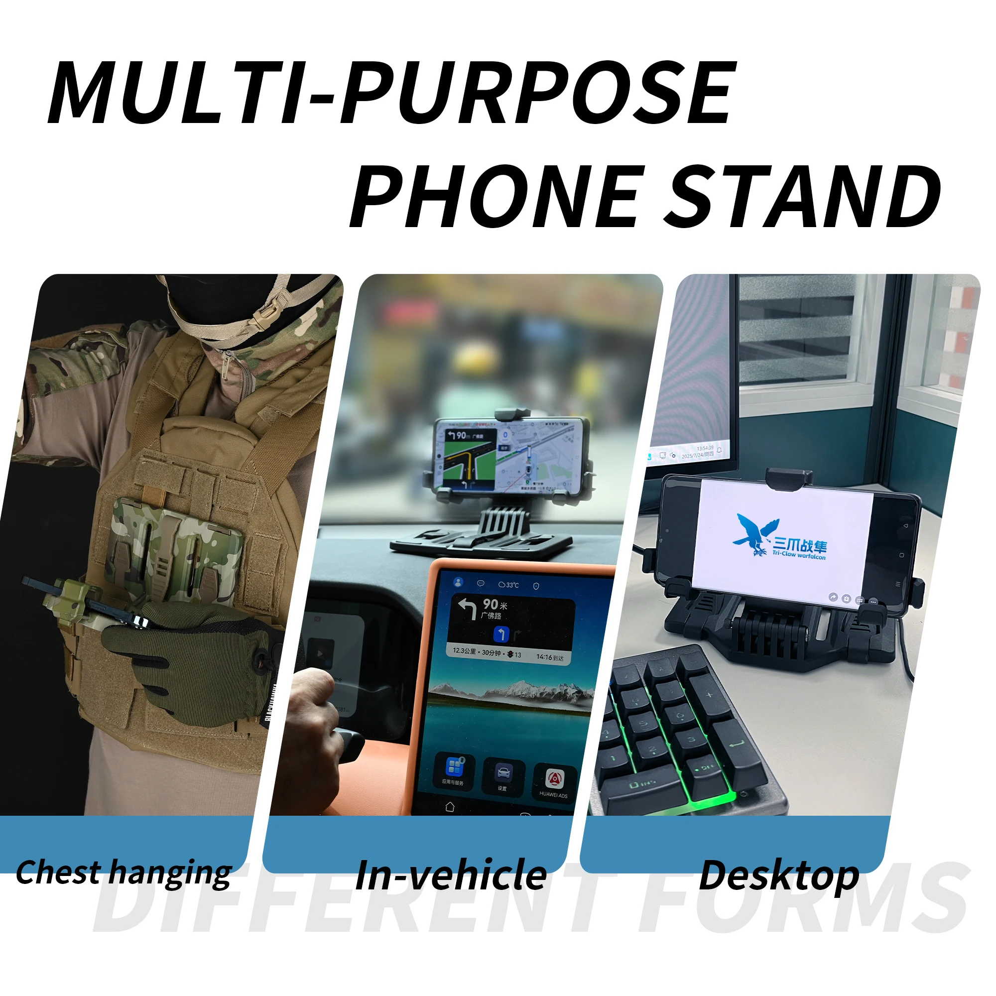 Supporto per telefono tattico Molle di ultima versione per gilet, supporto per supporto da petto per telefono Molle per dimensioni schermo 6,0"-6,7 e 7,7", sgancio rapido