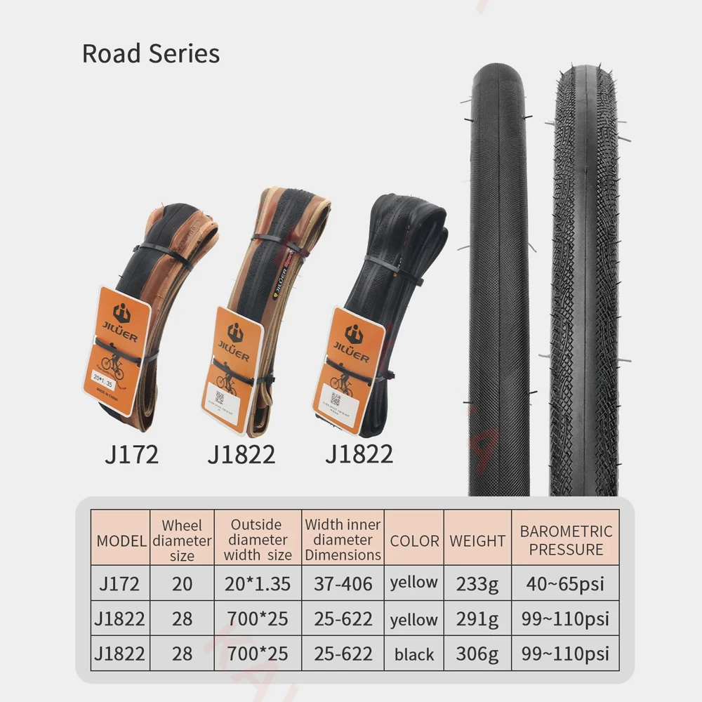 JILUER Road Bike Tyre 700x25c 700x28c Folding Bike Ultra Light Tire 20x1.35 Advanced 60TBI Wear-resistant Tyre Bike Accessories