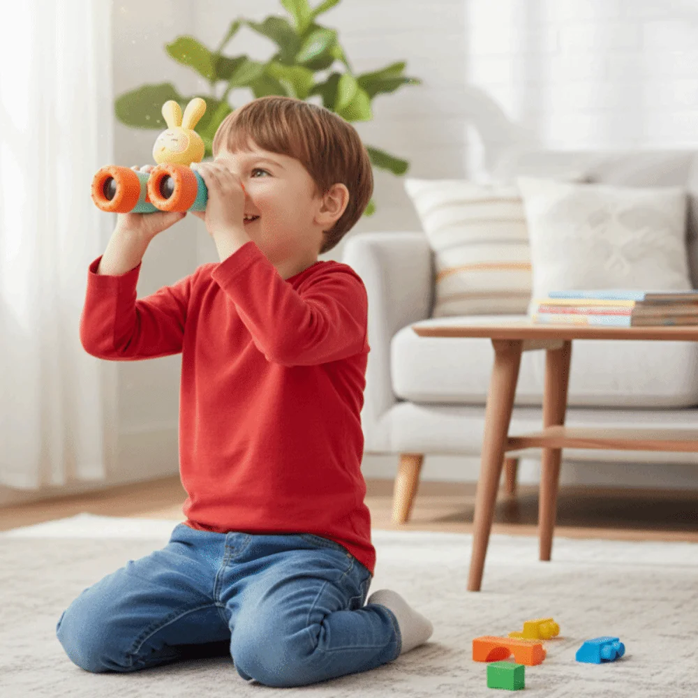 

Removable Children Binocular Telescopes Science Exploration Cartoon Rabbit Telescopes with A Whistle Plastic Children Telescope