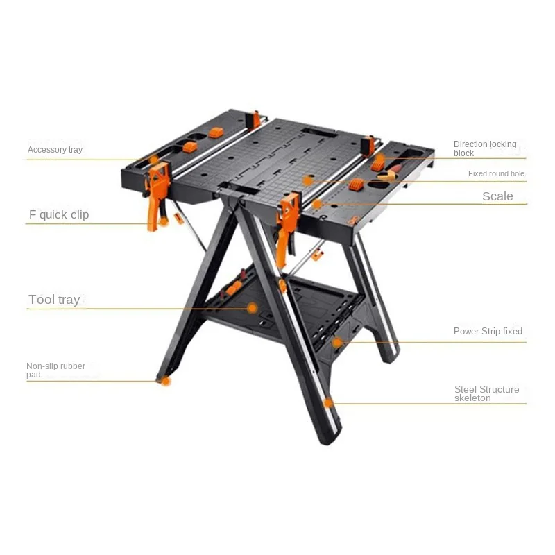 Imagem -05 - Multifuncional Folding Woodworking Workbench Mesa de Ferramentas Portátil Força de Aperto Forte Faça Você Mesmo Carga 135kg Novo