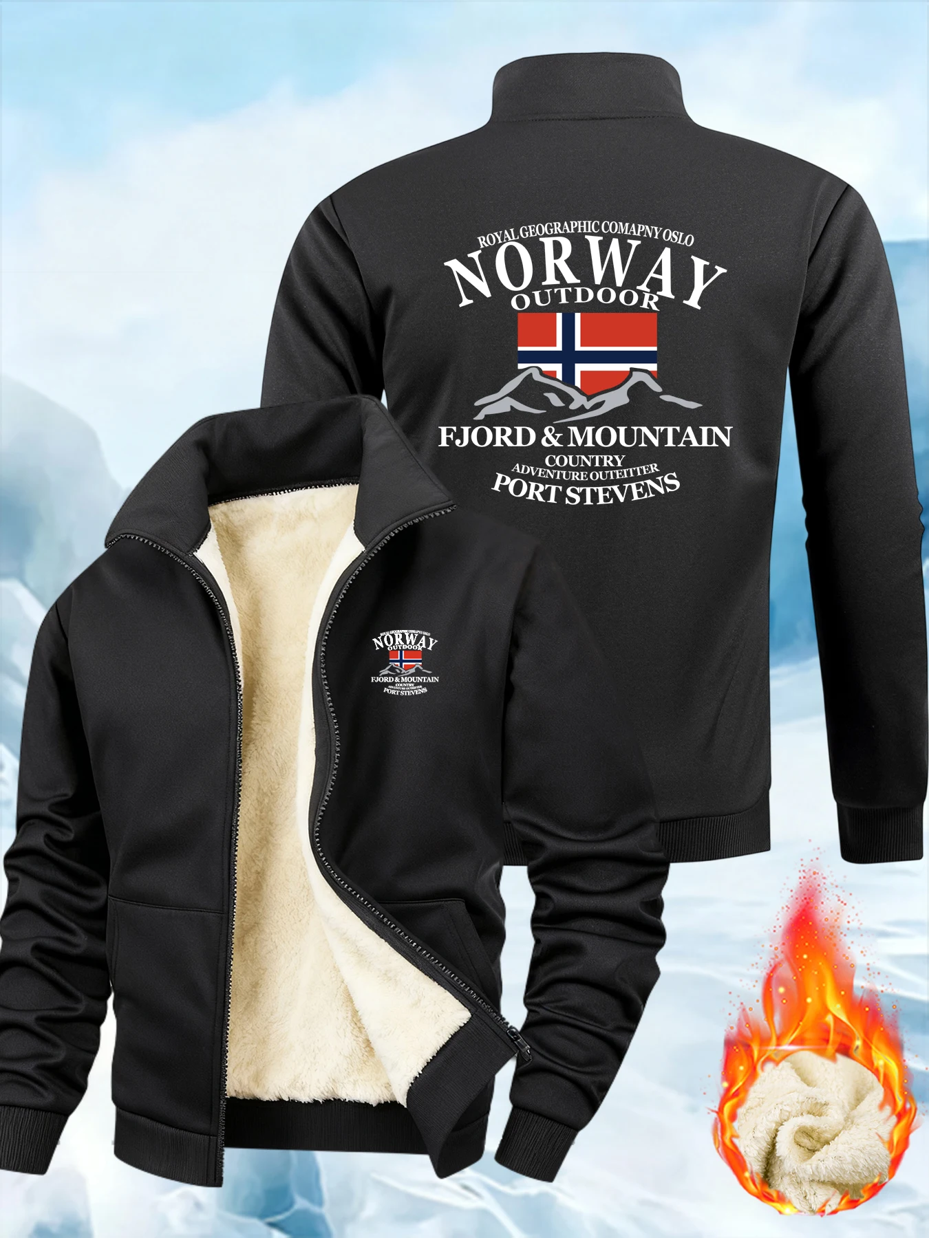 معاطف شتوية سميكة للرجال سترات رياضية غير رسمية من النرويج موضة ملابس الشارع الشهير بسحاب وياقة واقفة من الصوف بأكمام طويلة