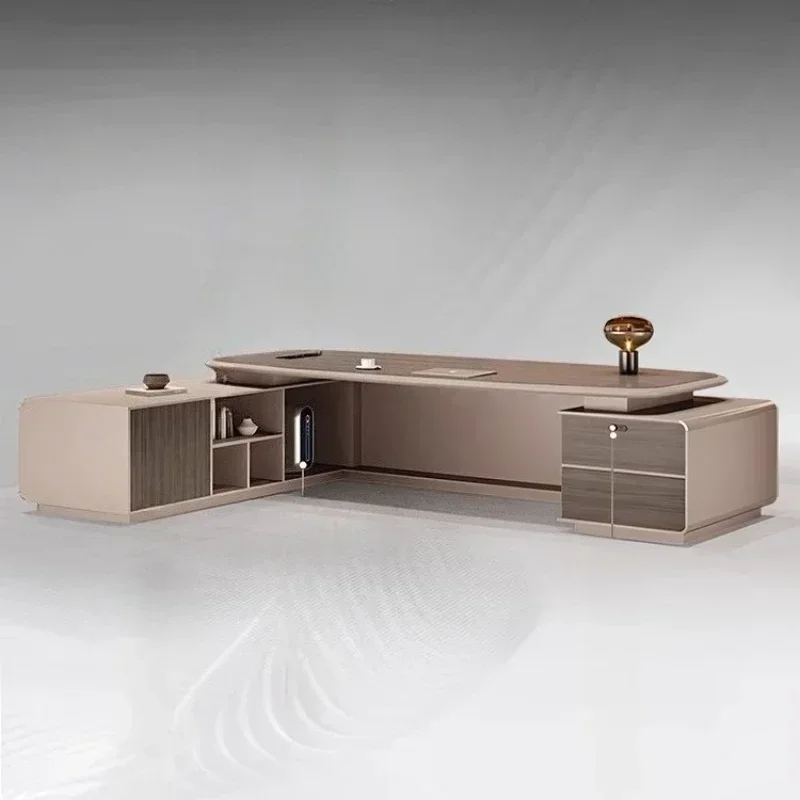 Office Desk With Lamp Storage Drawers Computer Desks Bookcase Large Luxury Modern Light Supervisor Boss Manager Luxury Executive