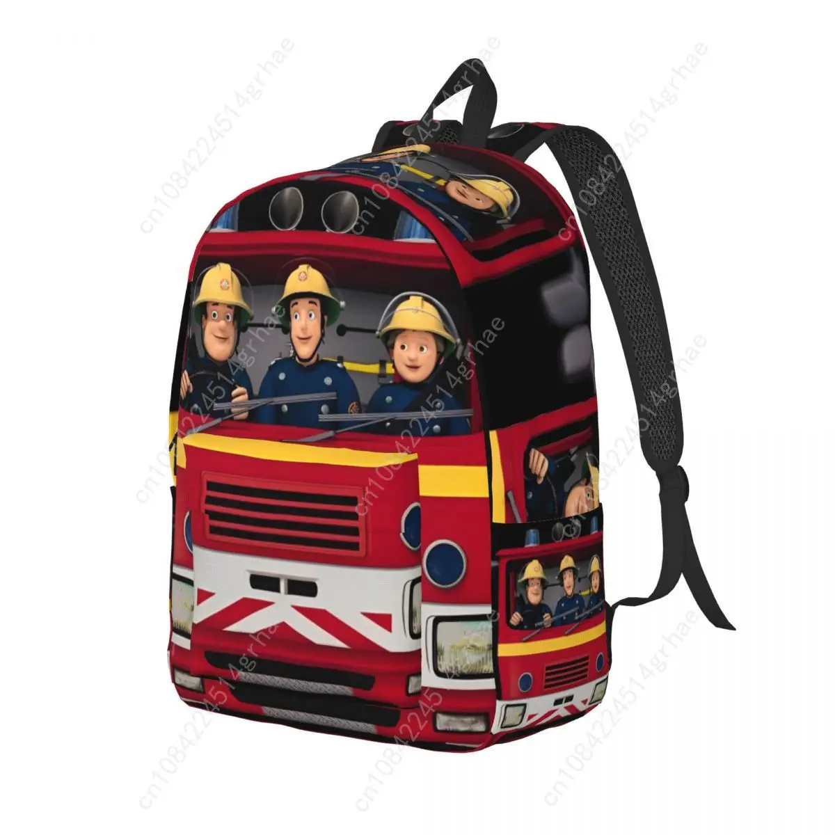Fireman Sam Teenage Backpack with Pocket Firefighter Printed Student Work Daypack for Men Women College Shoulder Bag