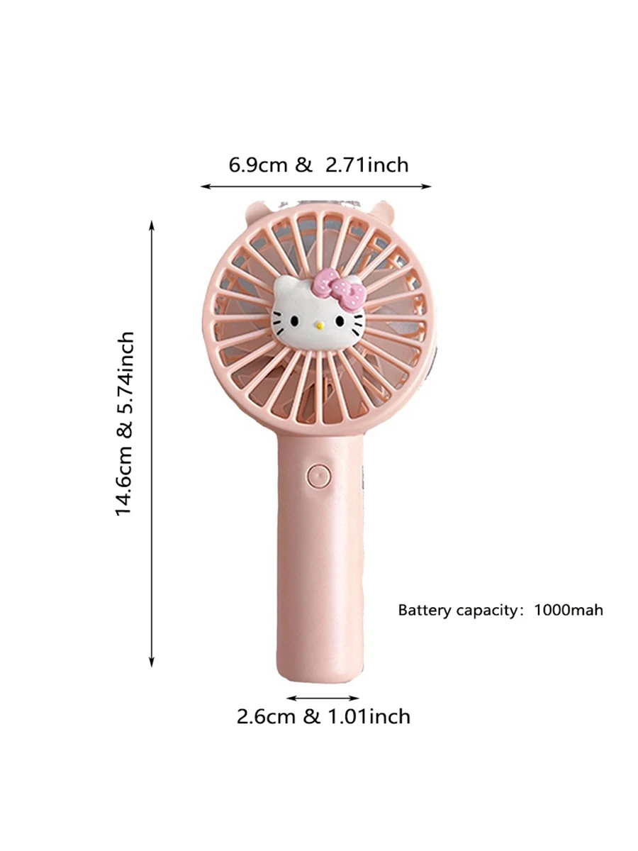 مروحة محمولة قابلة للشحن USB ، سانريو مرحبا كيتي ، ميلودي ، كورومي ، زهرة ، كتلة اللون ، مروحة صغيرة محمولة باليد ، صغيرة ، الصيف