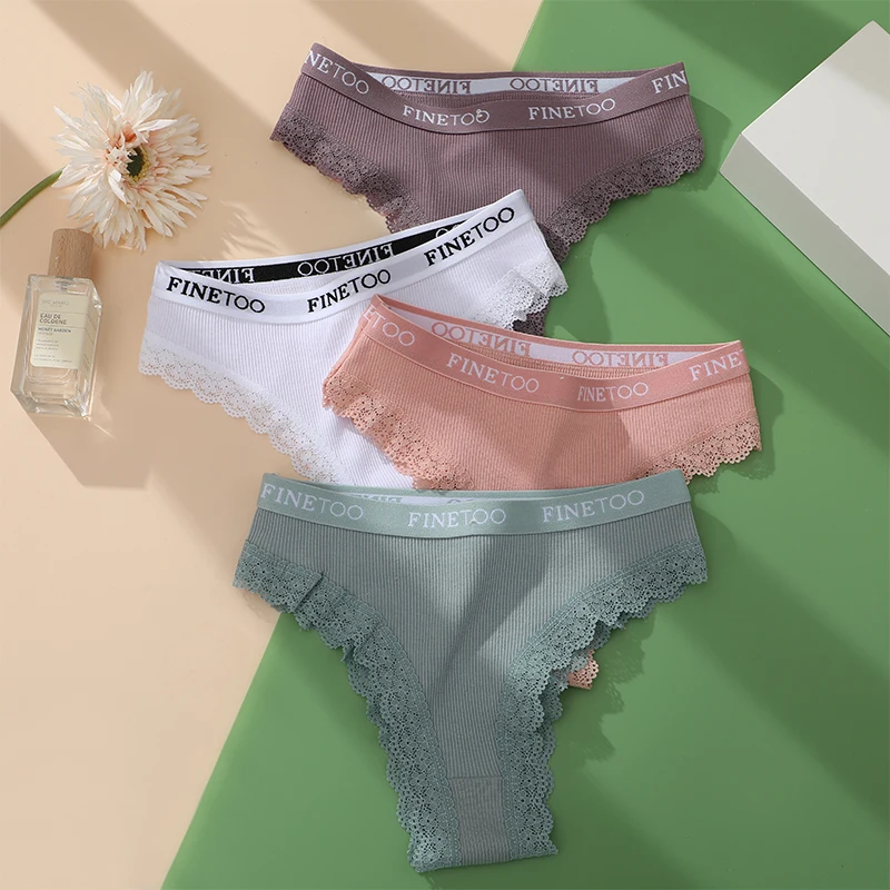 Finetoo 3Pcs/Set Summer Low-Rise Waist Panties Sexy Solid Color Cozy Women G-string Panties Hollow-out Breathable Lady Underwear