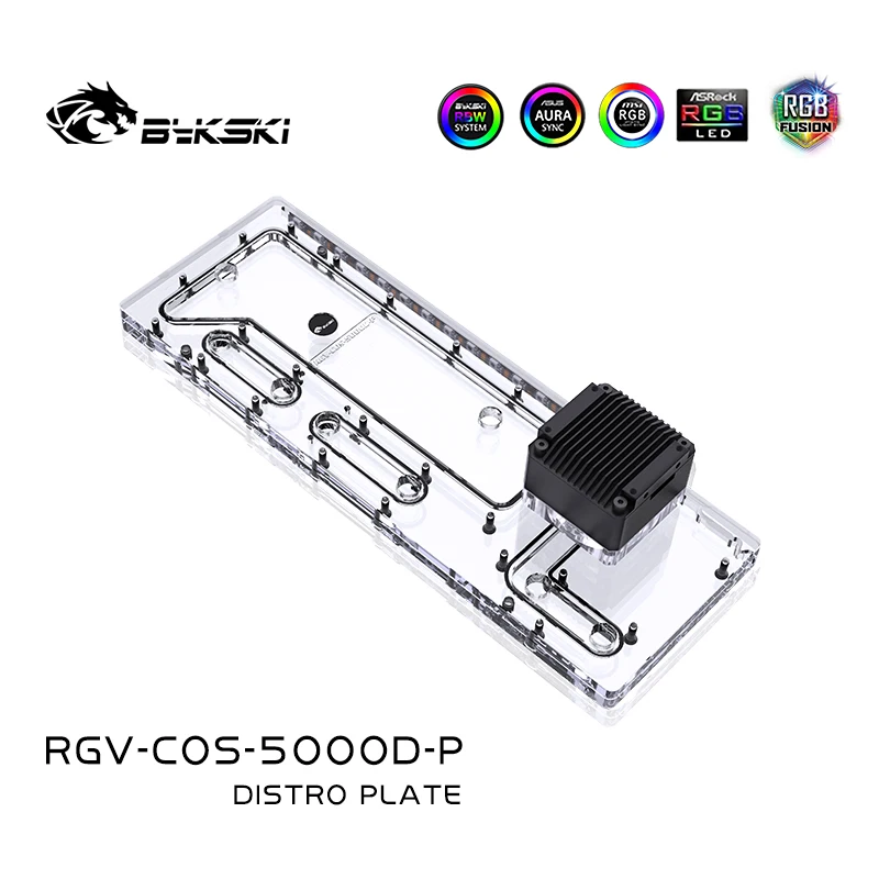 Imagem -02 - Placa de Distribuição Acrílica Bykski para Caixa Corsair 5000d com Sistema de Resfriamento de Água do Reservatório da Placa da Bomba Ddc 5v 12v Rgv-cos5000d-p