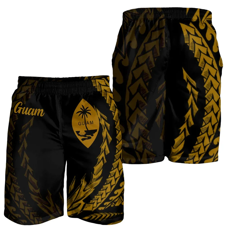 Guam Men's Shorts Hawaii Beach Short Trunks Wings Style Swim Trunks Gym Ice Shorts Girl Polynesian Floral Board Short Pant