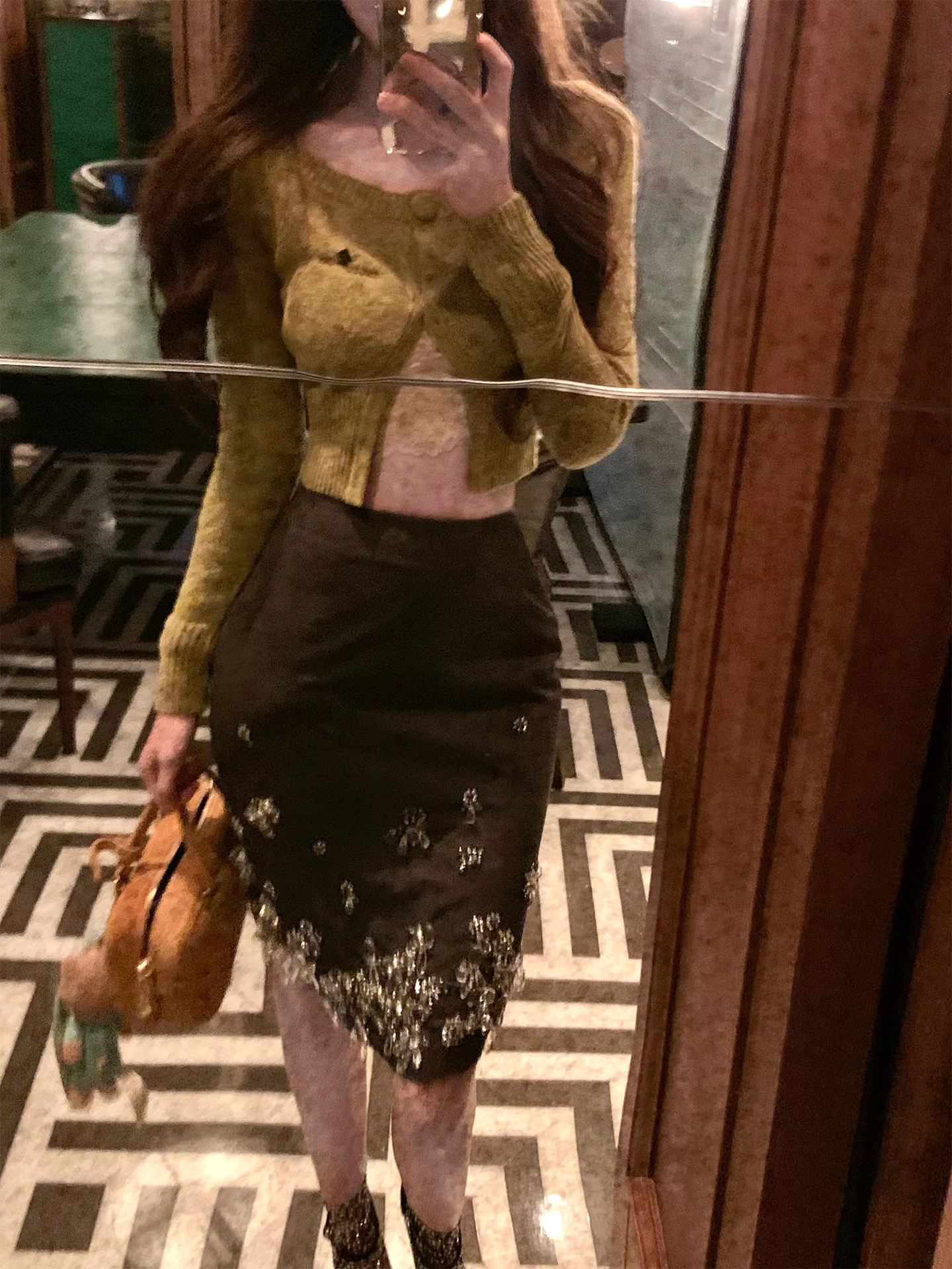 

Мягкий уютный вязаный кардиган с длинными рукавами для женщин, на одной пуговице, с цветочным узором, желтый, горчичный, синий, Softwear Jaet