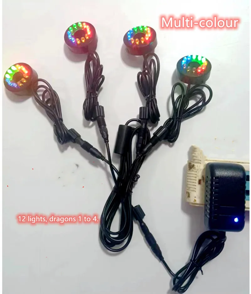 

12 LED12V Round Aquarium Light Male and Female Plug Underwater Fountain with Hole Fish Tank Swimming Pool Decoration