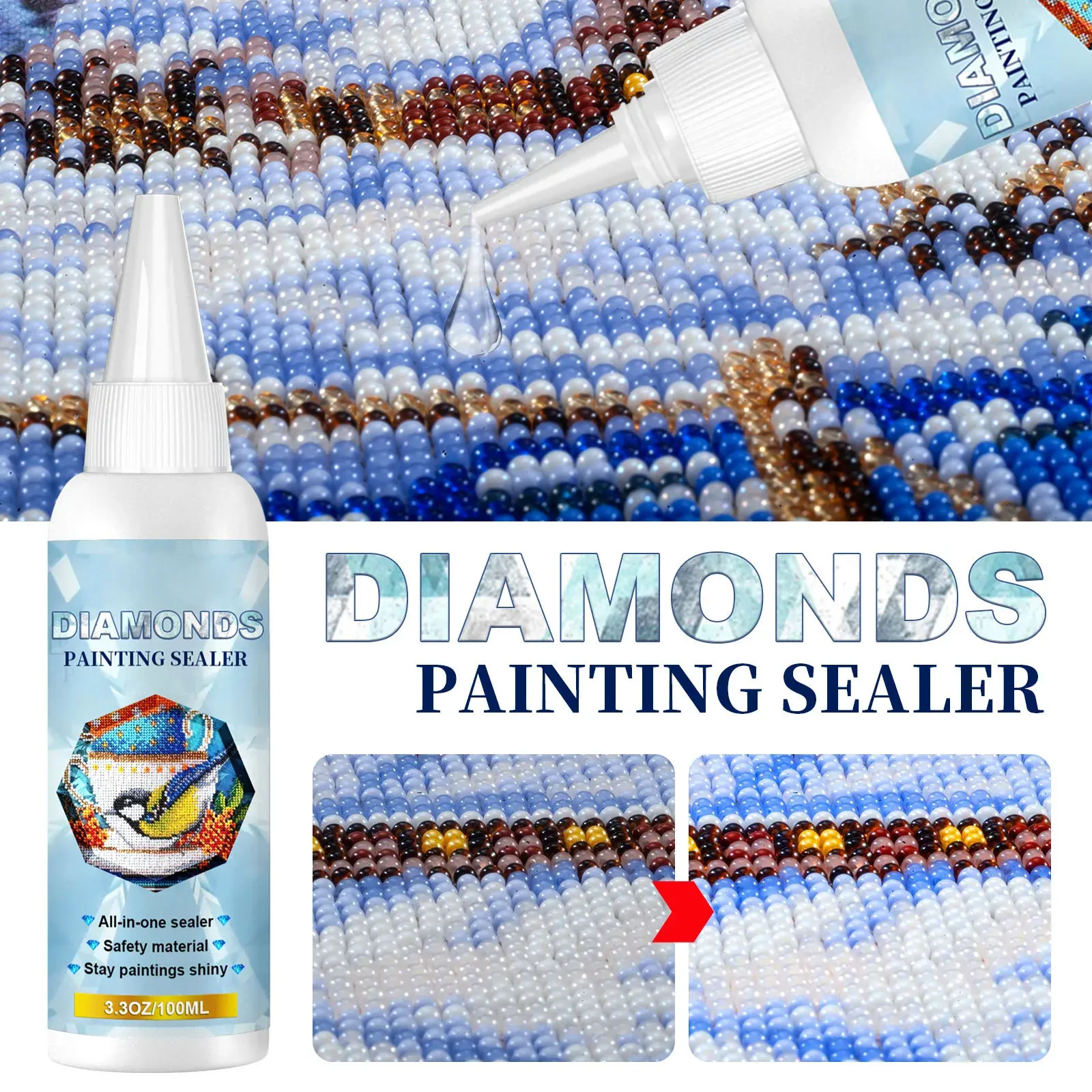 Diamond Painting Sealer Glue DIY 5D Diamond Painting Puzzle Brightener Transparent Glue Quick Drying Hold Shine Effect Sealant