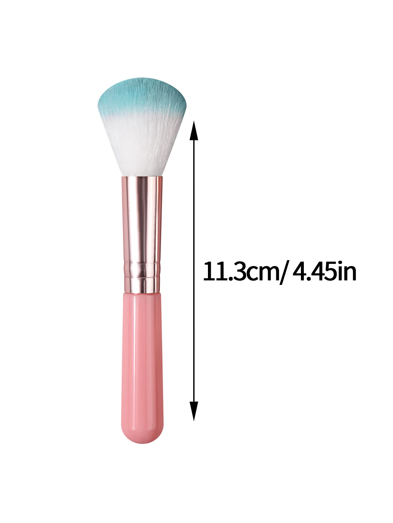2Pcs Blush Makeup Brushes Pink Handle Silver Ferrule Blue White Two-Tone Fluffy Hair Soft Face Powder Bronzer Blending Brush Por