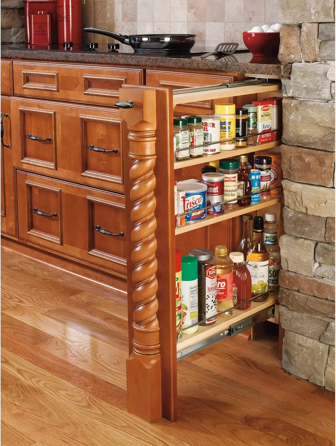 Base Kitchen or Bathroom Cabinets, Wood Filler Pantry Storage or Spice Rack, Maple