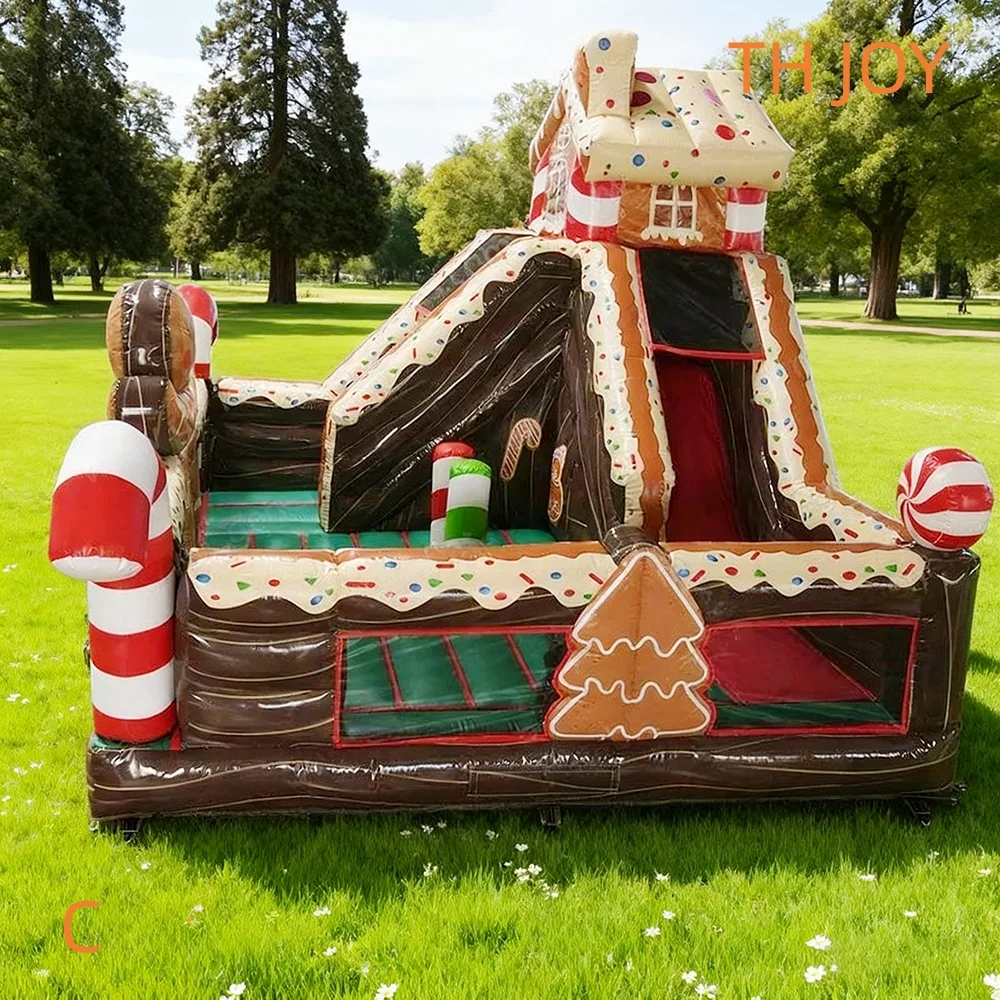 von Versand bis zur Tür, 2025, aufblasbare Hüpfrutsche für Weihnachten, Lebkuchen-Türsteher-Rutsche für Kinder