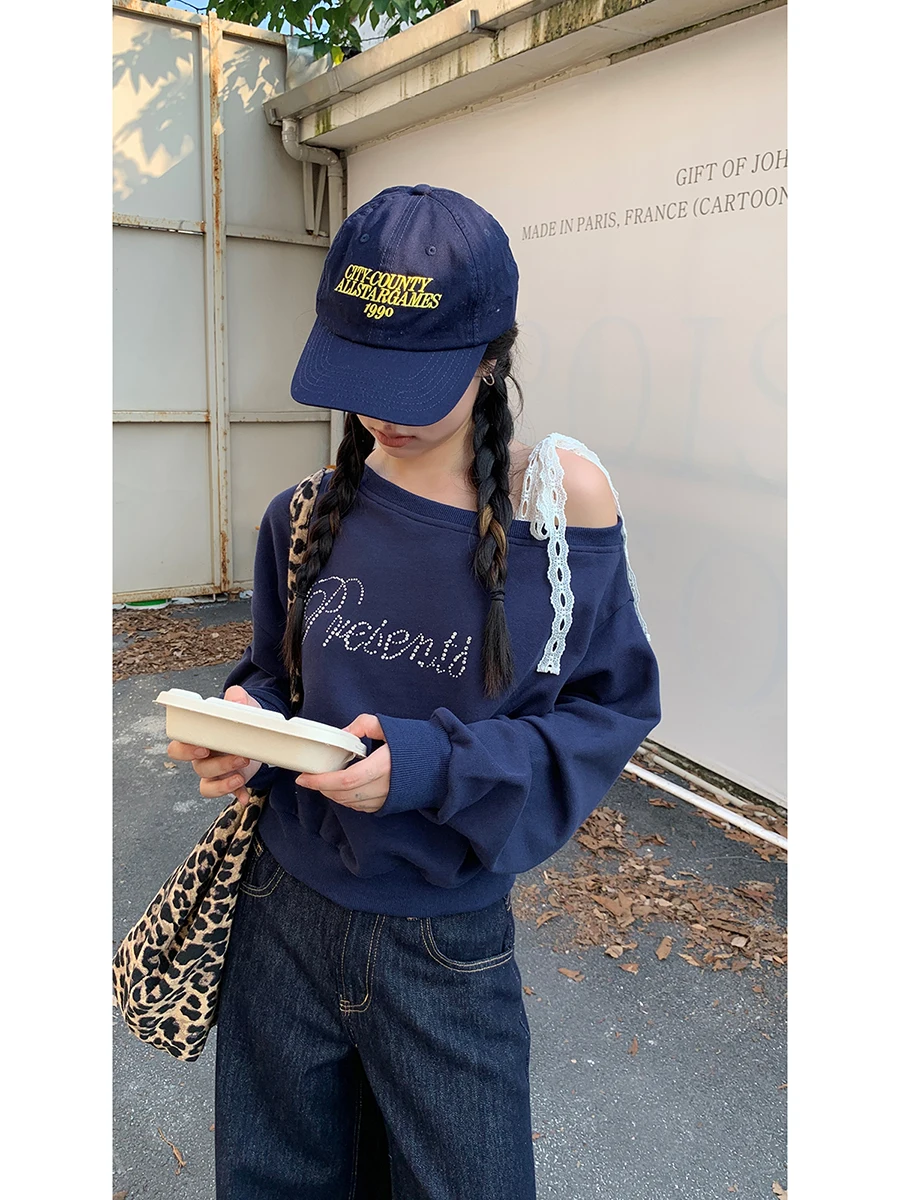 レッドセレブクローゼット肩出しパーカーレディース春秋新作ファッションアメリカンスタイル長袖アウター