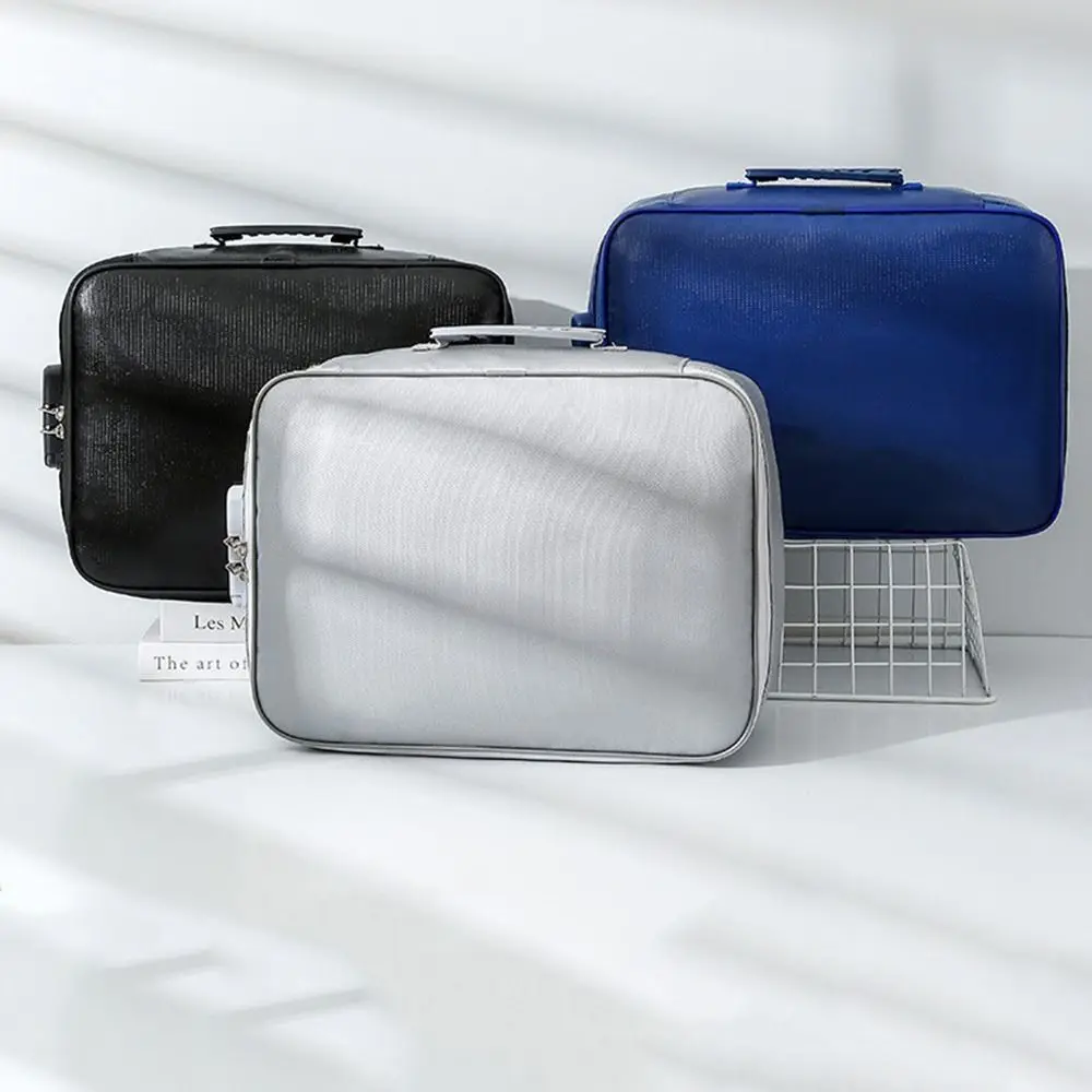 

Waterproof Fireproof Document Bag Large Capacity Multi-Layer Portable Passport Case Comfortable Handle Password Lock