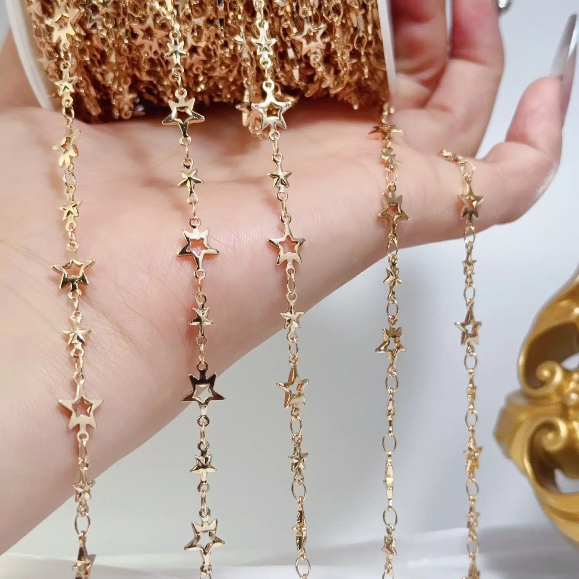 Pentagram Star DIY Chain Electrophoresis Colorfast Hollow Star Bead Chain for Ita Bag Fringe Accessory