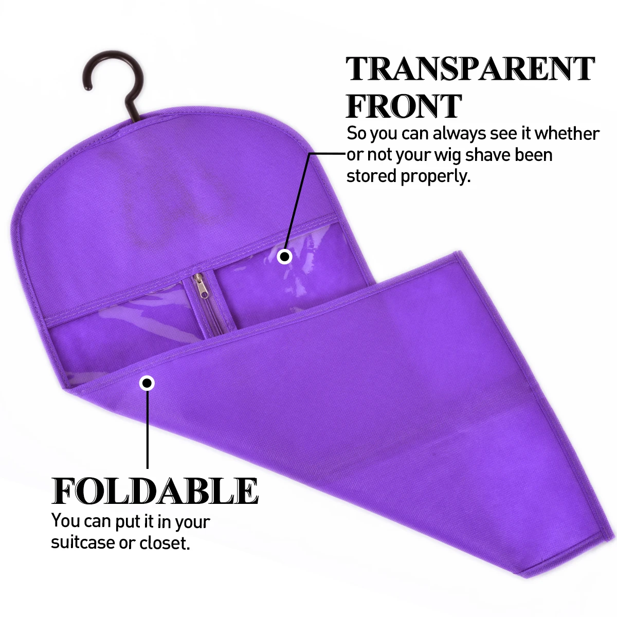 Porte-perruque pliable portable avec cintre, sac de rangement pour extension de cheveux, sac d'emballage anti-poussière, meilleur sac de rangement pour cheveux