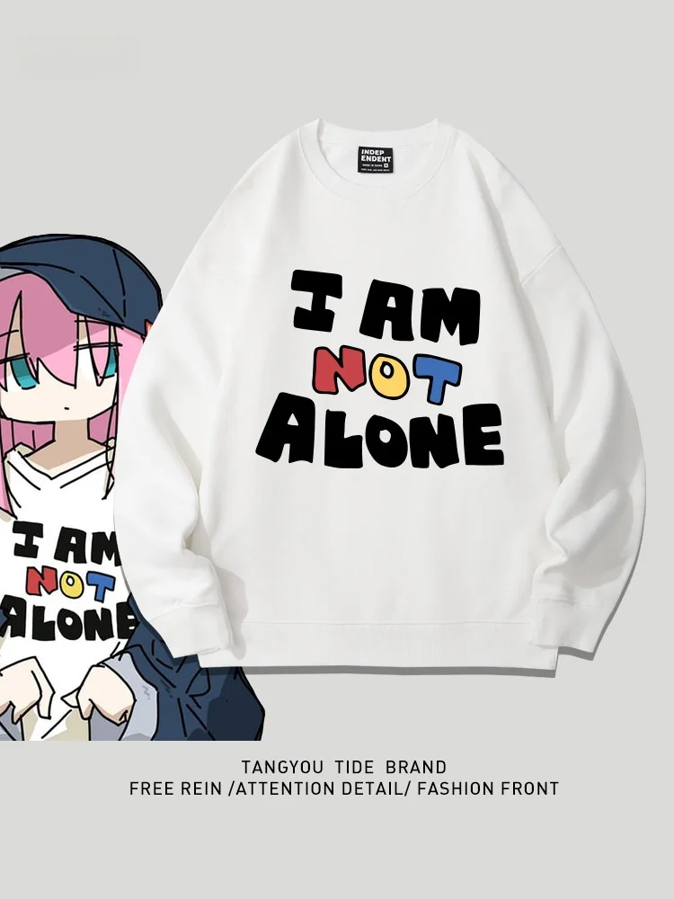 

Свитшот Lonely Ro Round Ne с аниме-принтом, повседневный, свободного кроя, из хлопка, молодежный, модный, для весны, осени и зимы